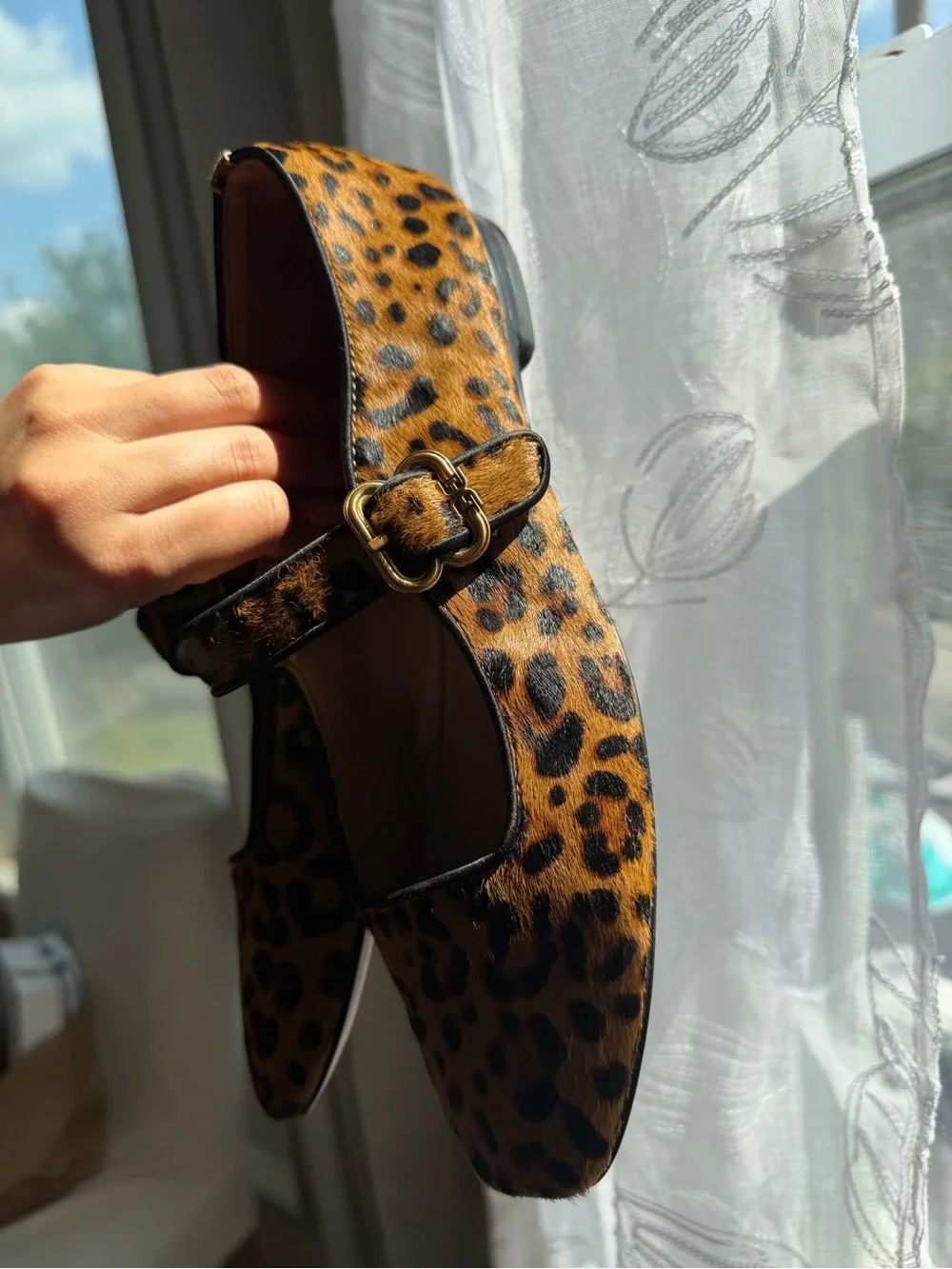 Sam Edelman Leopard Print Mary Jane Flats - Brown/Black